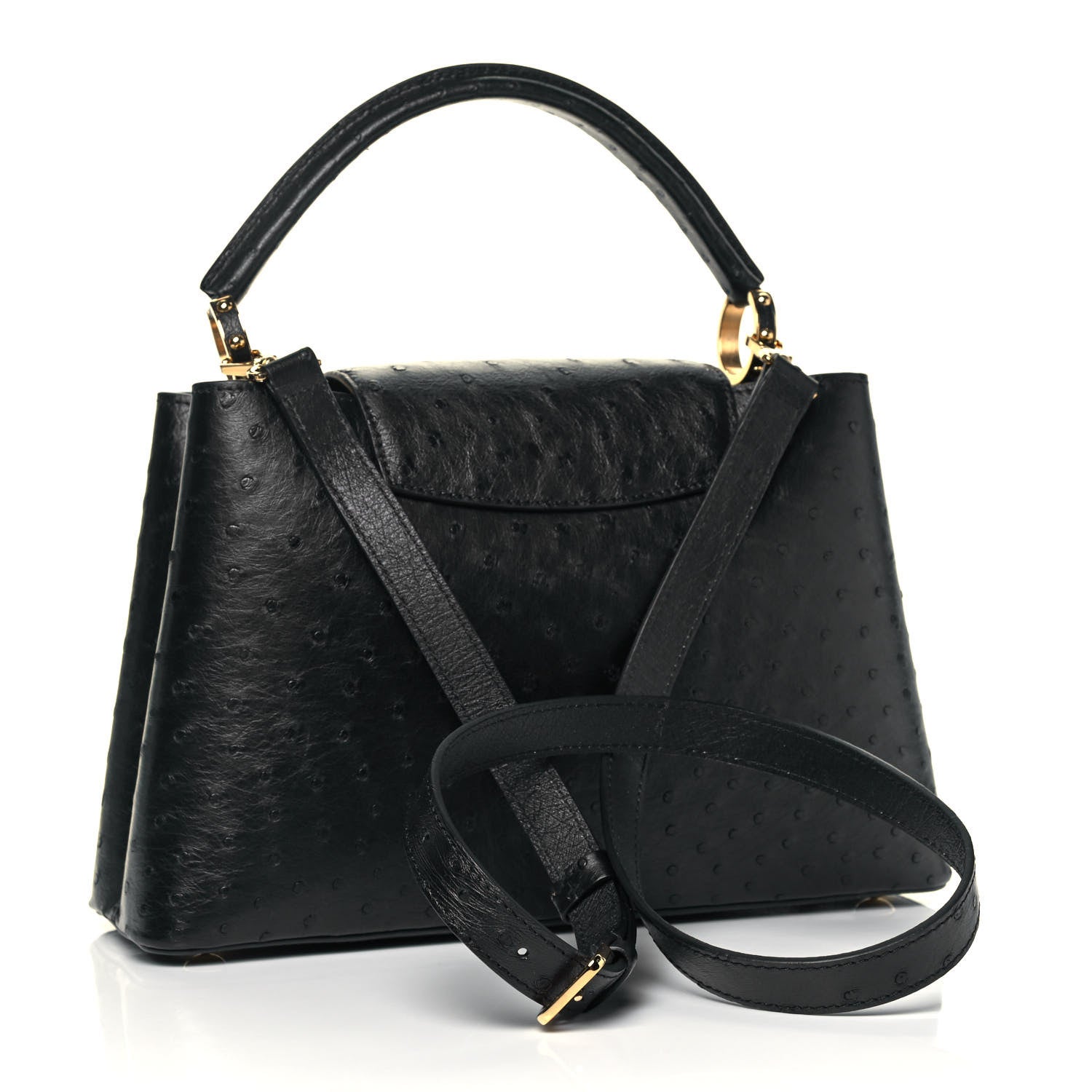 Louis Vuitton Ostrich Capucines MM Black 2 of 9