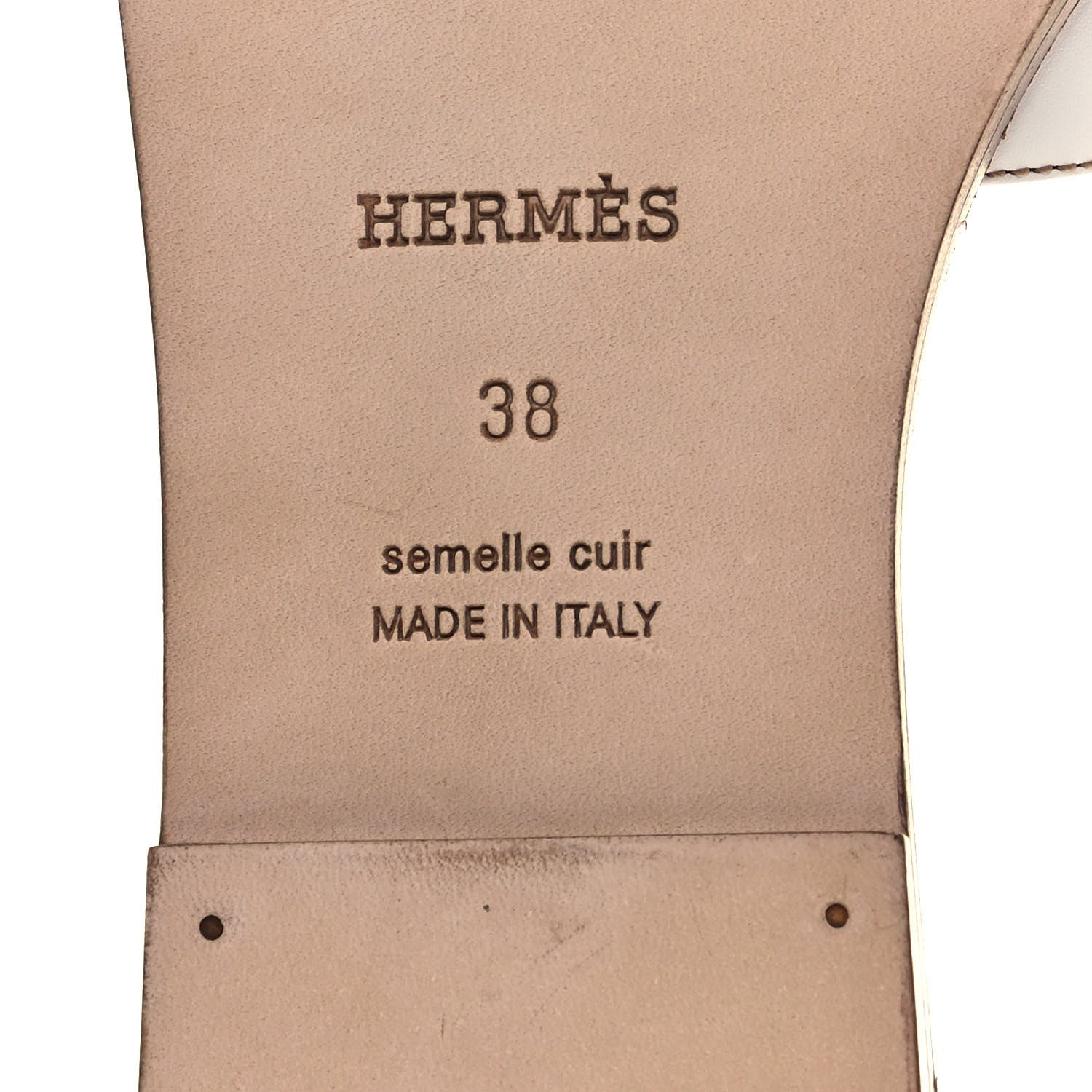 Hermes Box Calfskin Oran Sandals 38 White 6 of 8
