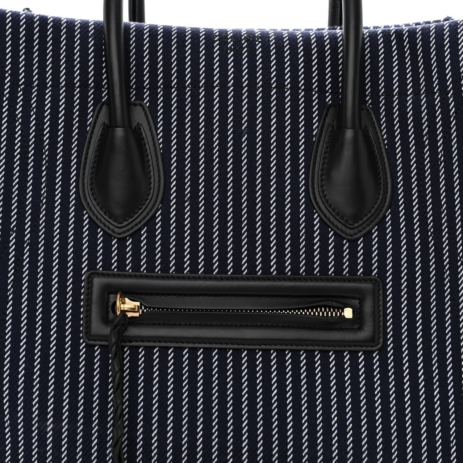 Celine Cotton Canvas Striped Medium Phantom Luggage Navy White 7 of 10