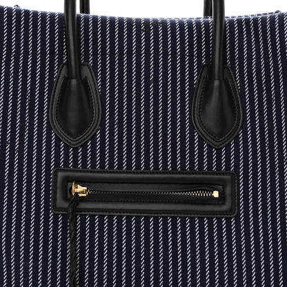 Celine Cotton Canvas Striped Medium Phantom Luggage Navy White 7 of 10