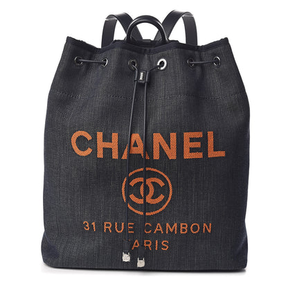Chanel Canvas Large Deauville Backpack Denim Blue 1 of 14