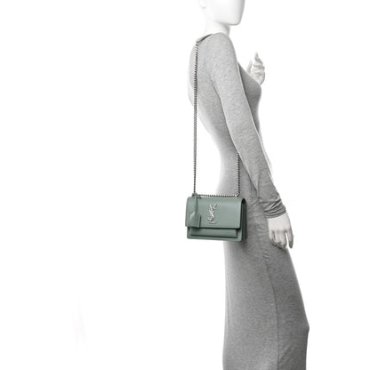 Saint Laurent Calfskin Small Monogram Sunset Vert Opaline 2 of 15