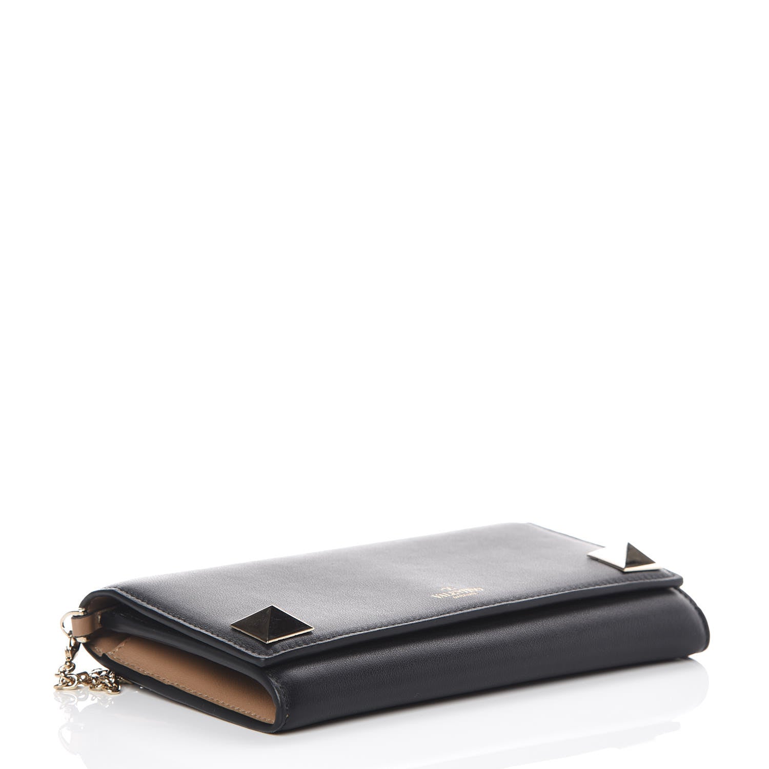 Valentino Garavani Calfskin Stud Flap Wallet On Chain Black 4 of 10
