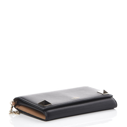Valentino Garavani Calfskin Stud Flap Wallet On Chain Black 4 of 10