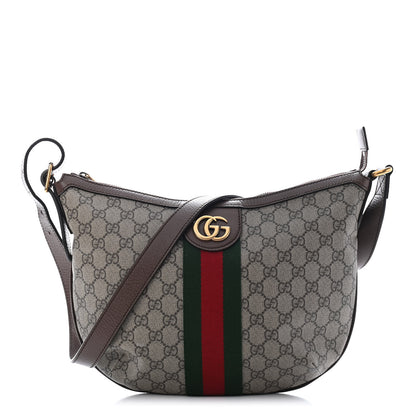 Gucci GG Supreme Monogram Web Small Ophidia Half Moon Hobo Brown 1 of 9