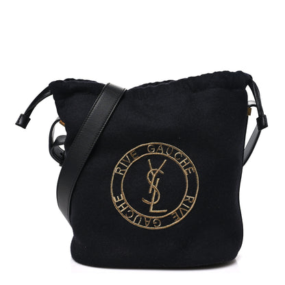 Saint Laurent Wool Calfskin Rive Gauche Bucket Bag Black Gold 1 of 11