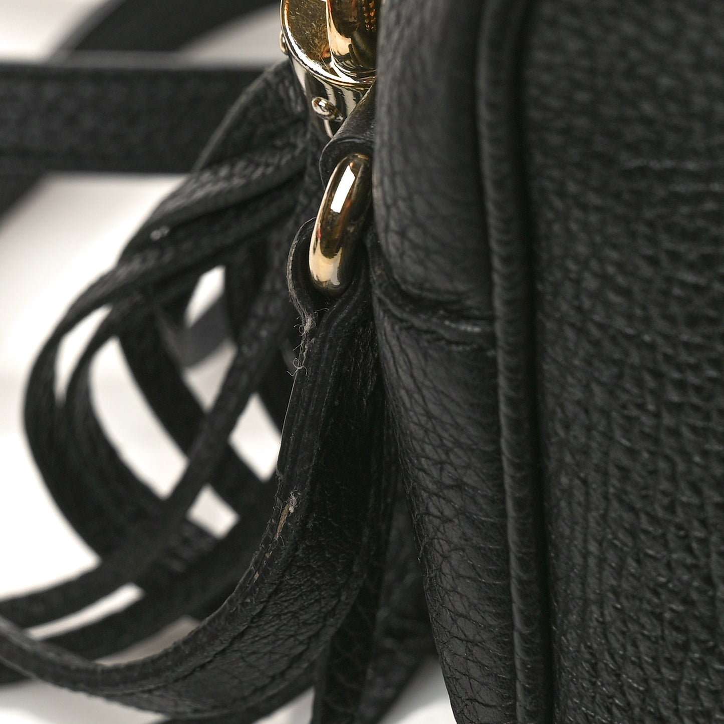 Pebbled Calfskin Small Soho Disco Bag Black