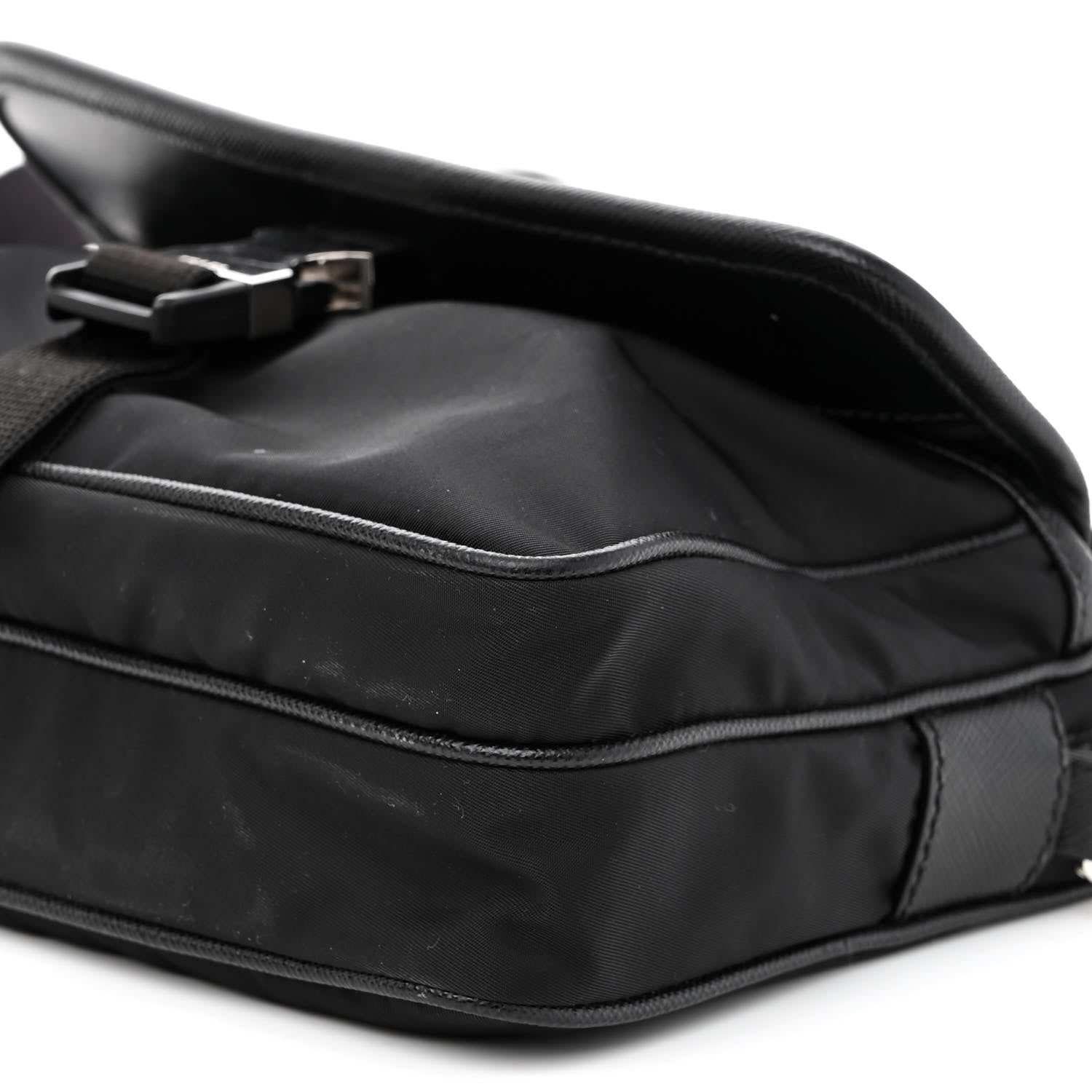 Prada Re-Nylon Saffiano Pocket Single Snap Buckle Shoulder Bag Black 10 of 12