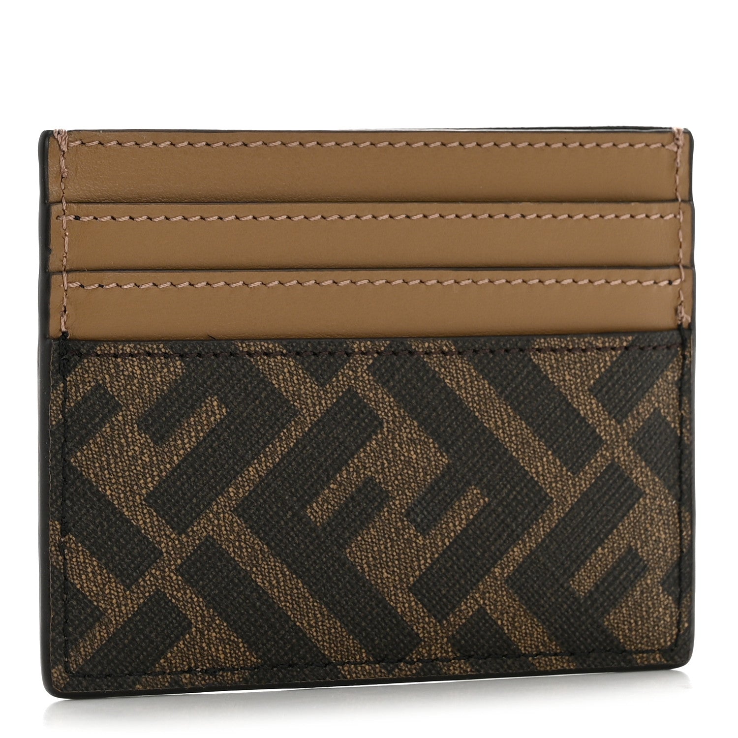 Fendi Glazed Fabric Vitello Liberty FF 1974 Diagonal Card Holder