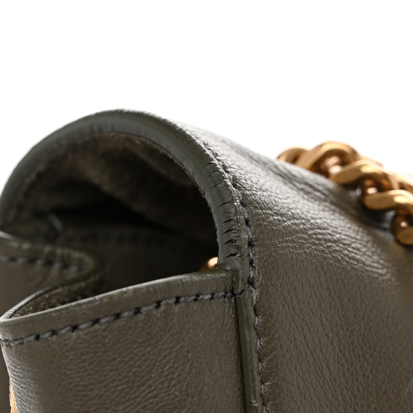 Smooth Calfskin Suede Medium Reversible Monogram Kate Satchel Olive