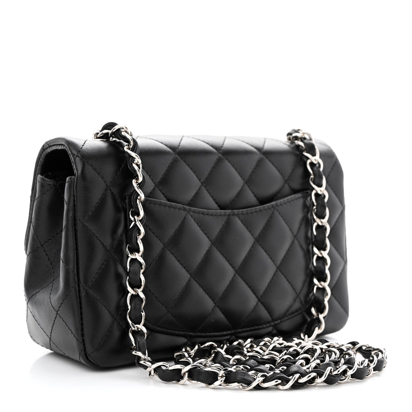 Lambskin Quilted Mini Rectangular Flap Black