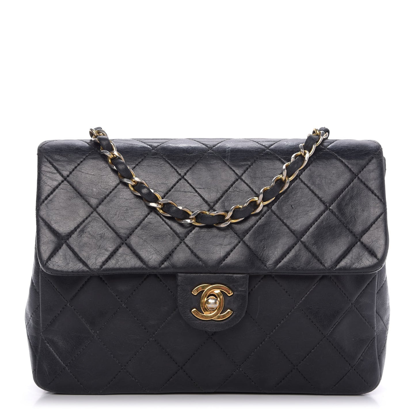 Lambskin Quilted Small Single Flap Black