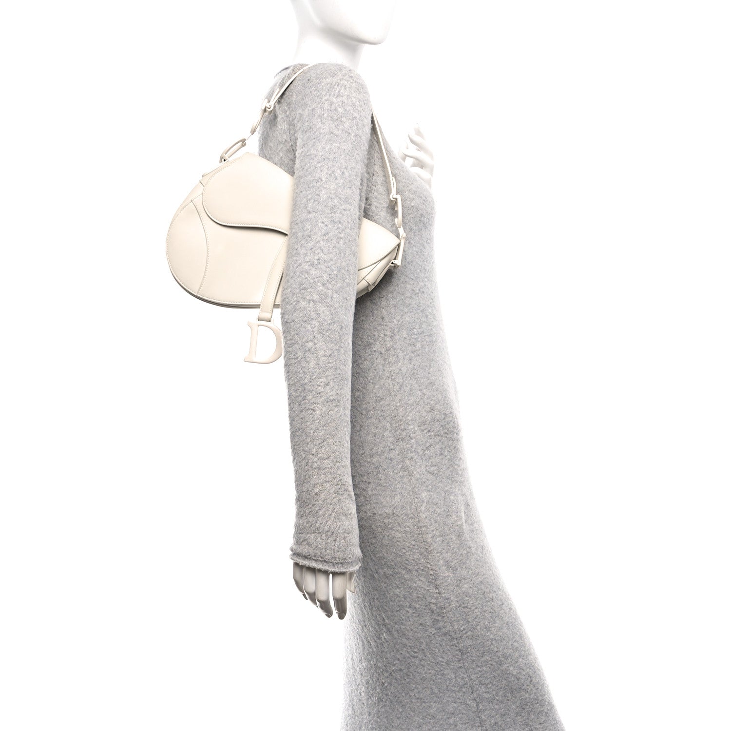 Christian Dior Ultra Matte Calfskin Saddle Bag Off White 2 of 14