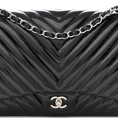 Chanel Patent Chevron Quilted Maxi Single Flap Black 8 of 10