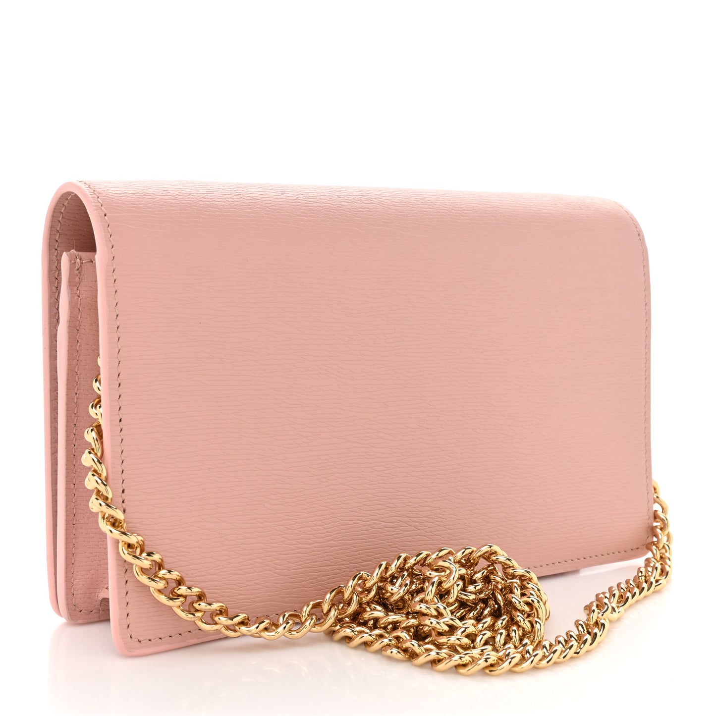 Textured Calfskin Script Logo Wallet On Chain Light Pink