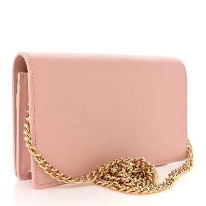 Gucci Textured Calfskin Script Logo Wallet On Chain Light Pink 3 of 14