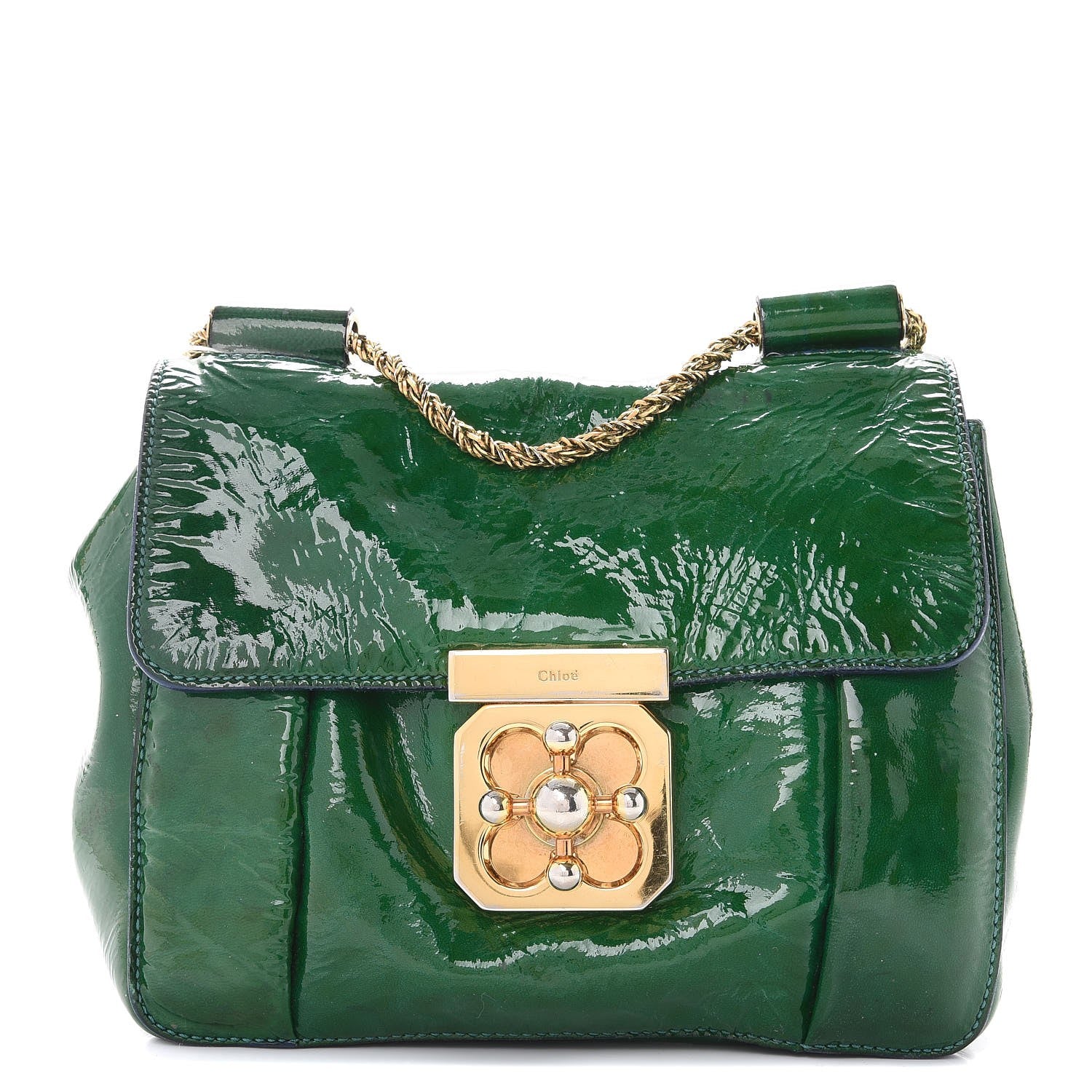 Chloe Patent Calfskin Small Elsie Shoulder Bag Green 1 of 14