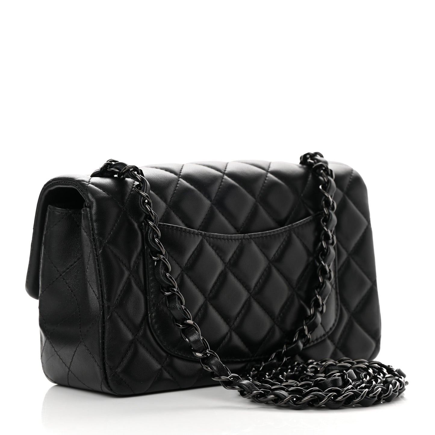 Lambskin Quilted Mini Rectangular Flap So Black