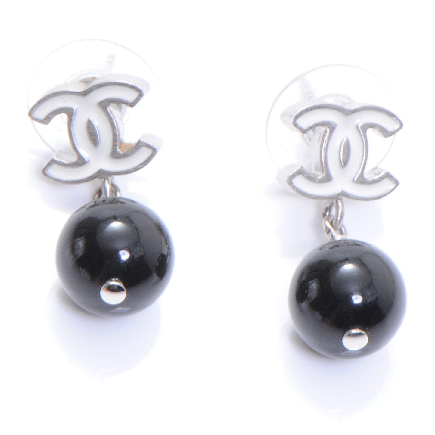 CC Resin Drop Earrings Black White