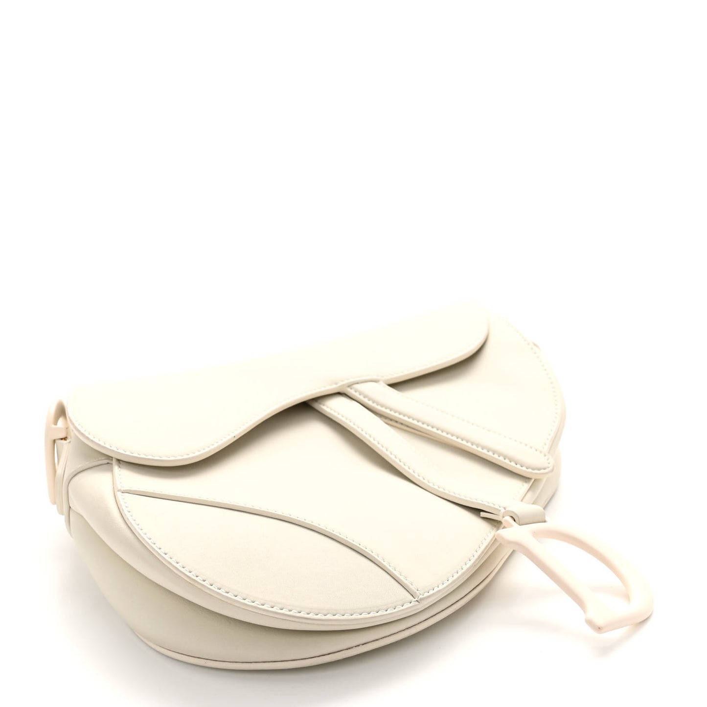 Ultra Matte Calfskin Saddle Bag Off White