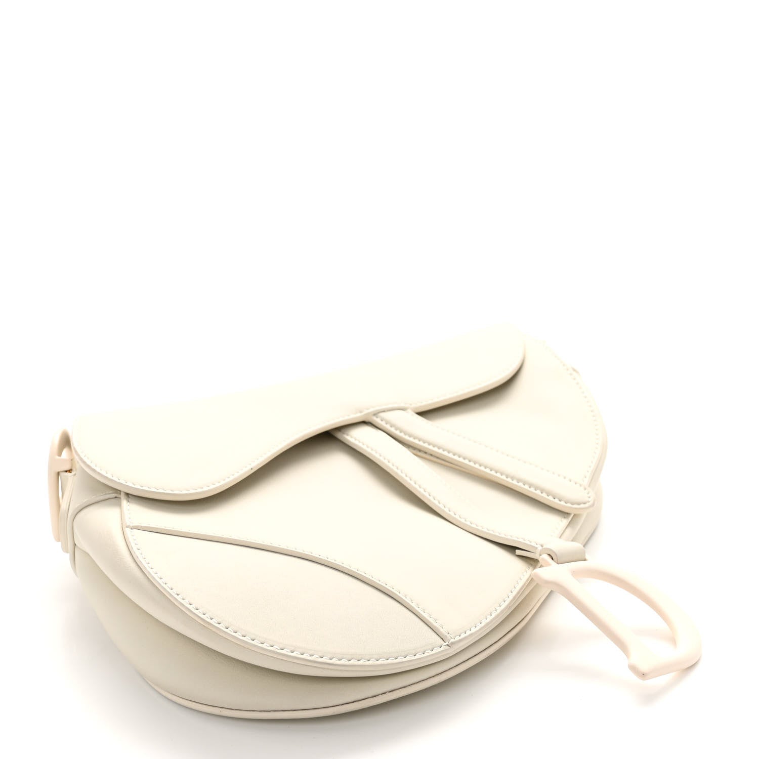 Christian Dior Ultra Matte Calfskin Saddle Bag Off White 4 of 12