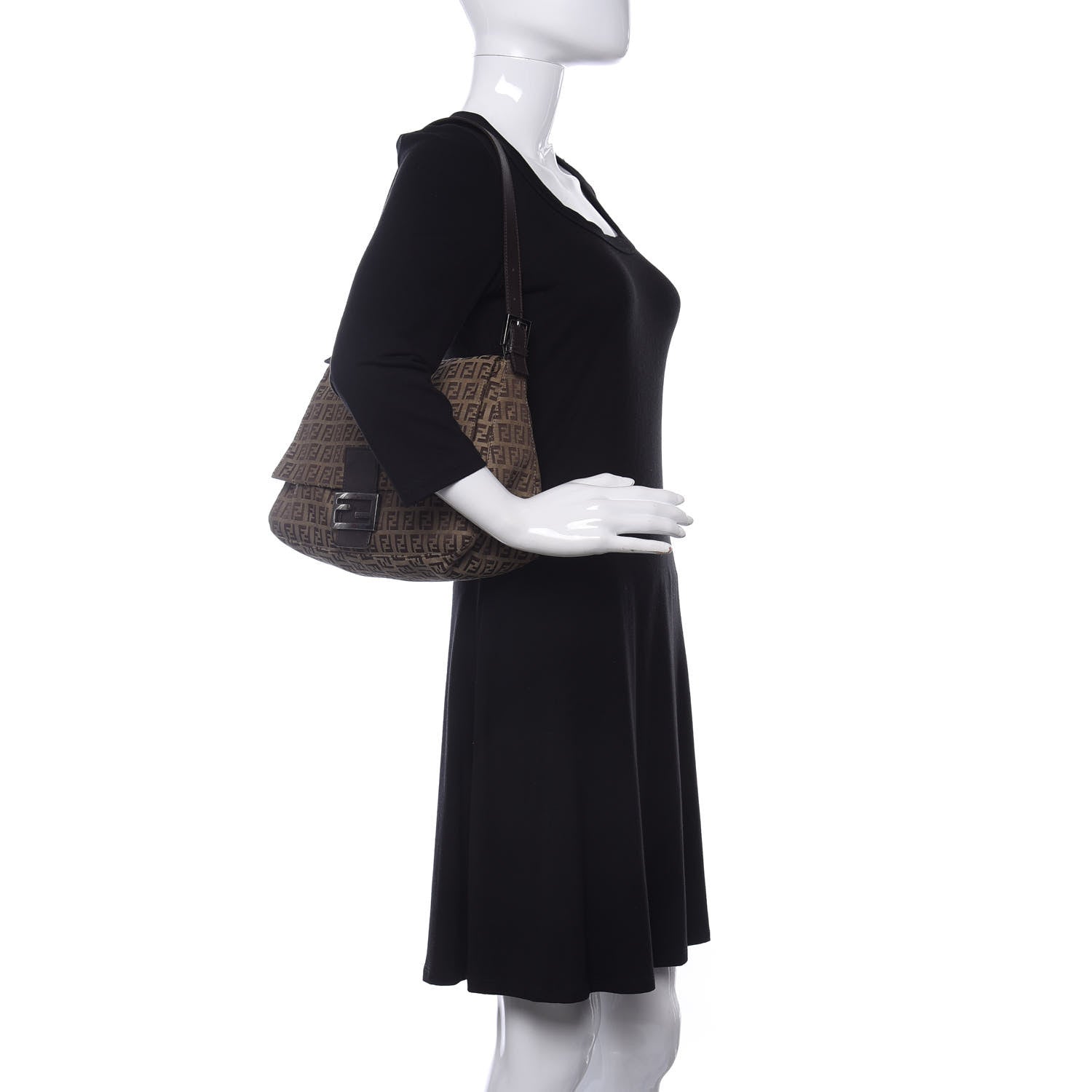 Fendi Zucchino Mama Baguette Dark Brown 2 of 11