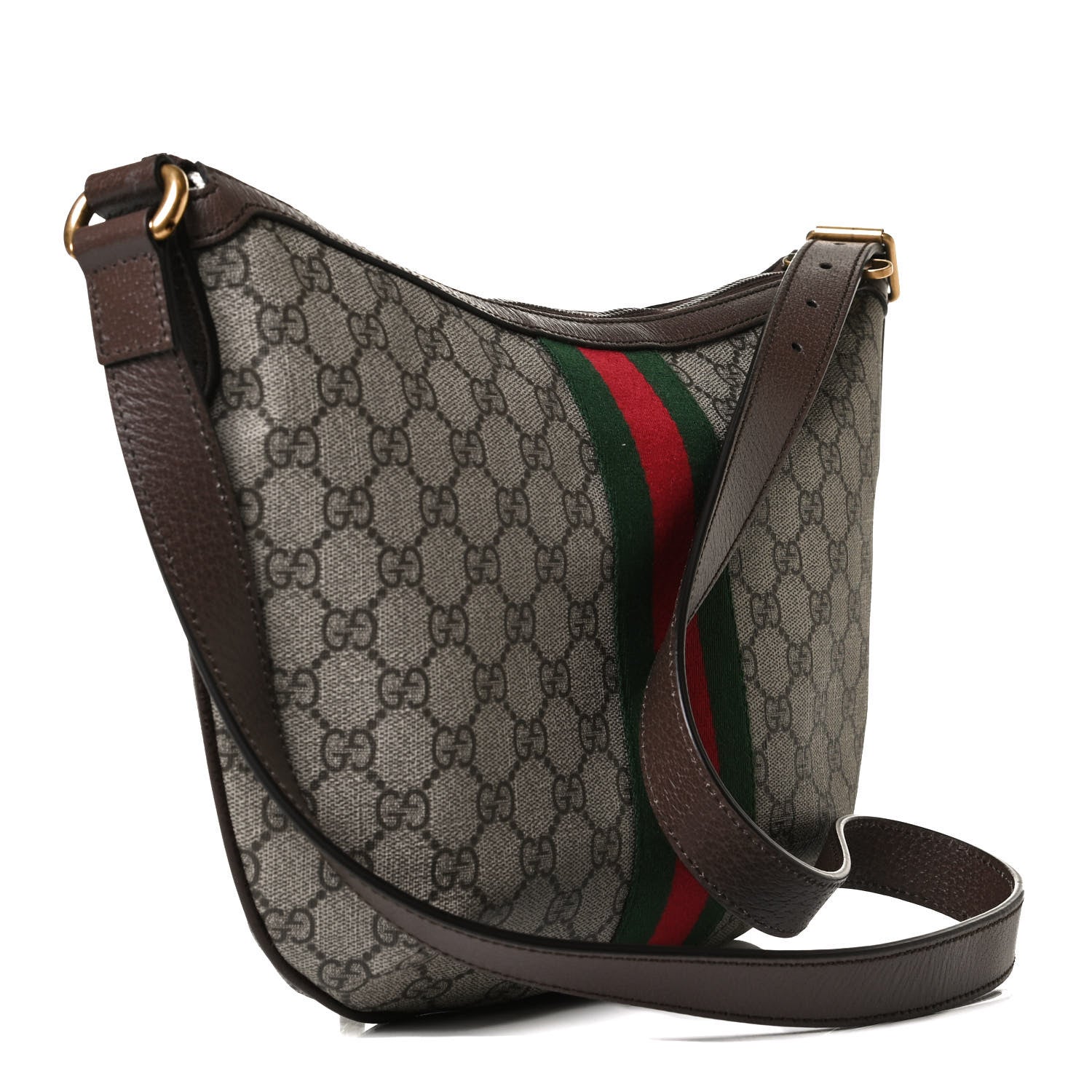 Gucci GG Supreme Monogram Web Small Ophidia Half Moon Hobo Brown 3 of 13
