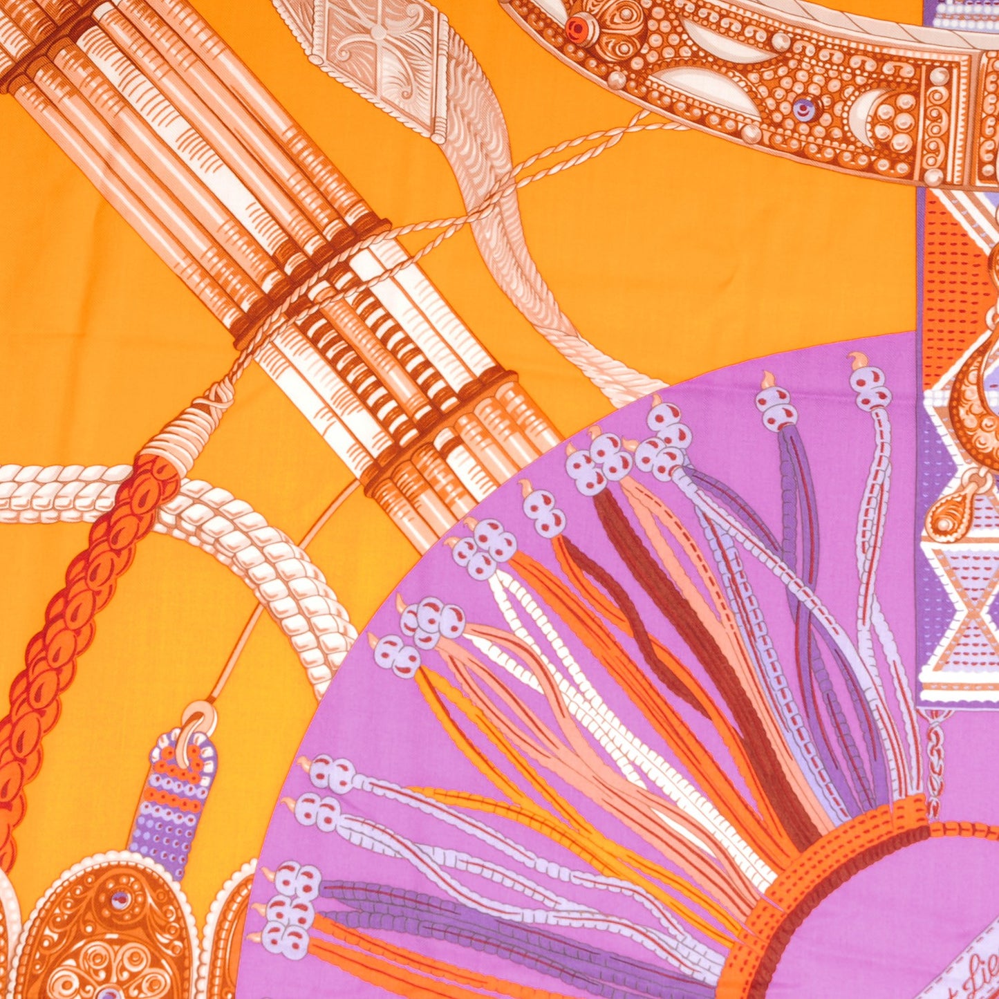 Cashmere Silk Ceintures et Liens Shawl 140 Orange Bouton D'or Mauve