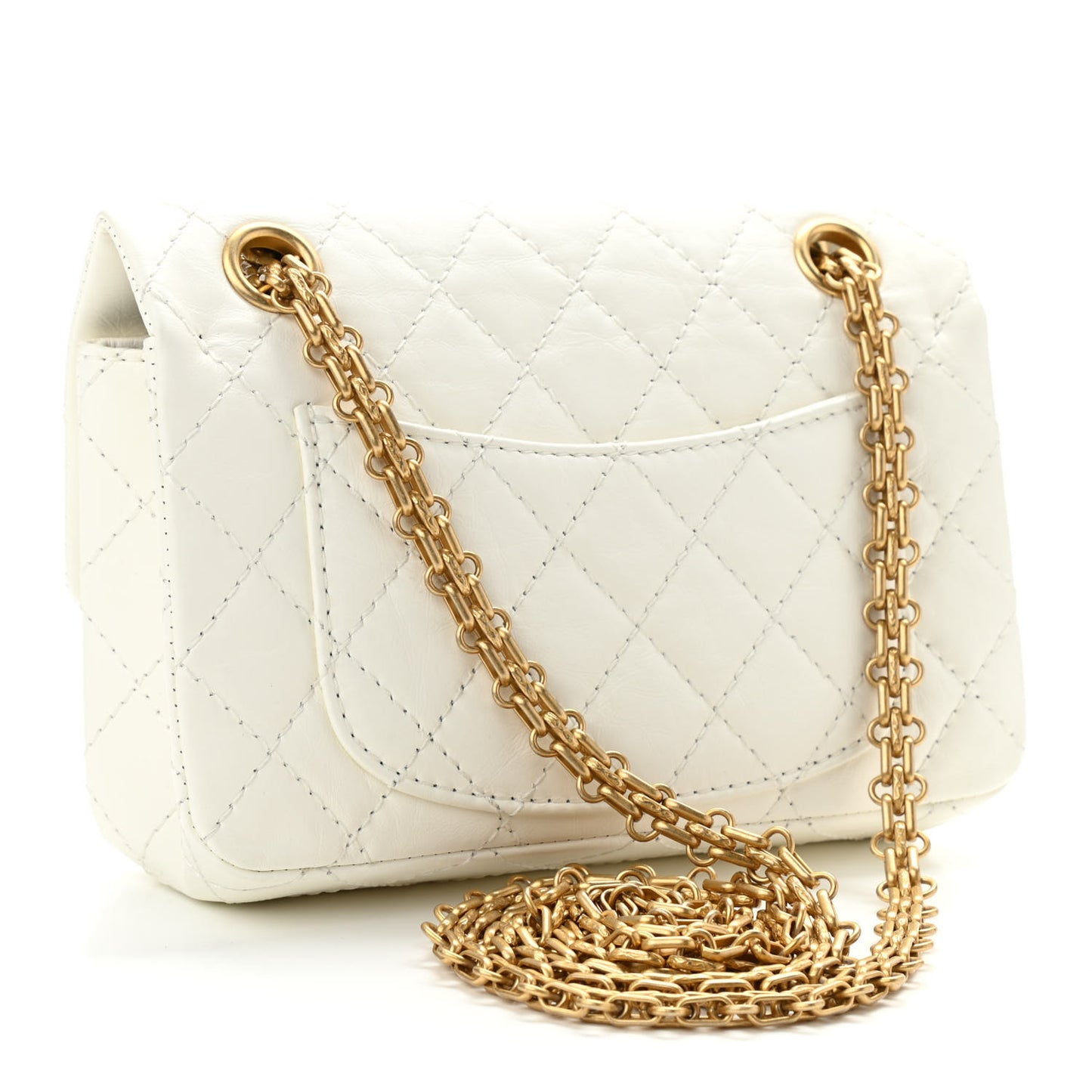 Aged Calfskin Quilted 2.55 Reissue Mini Flap White
