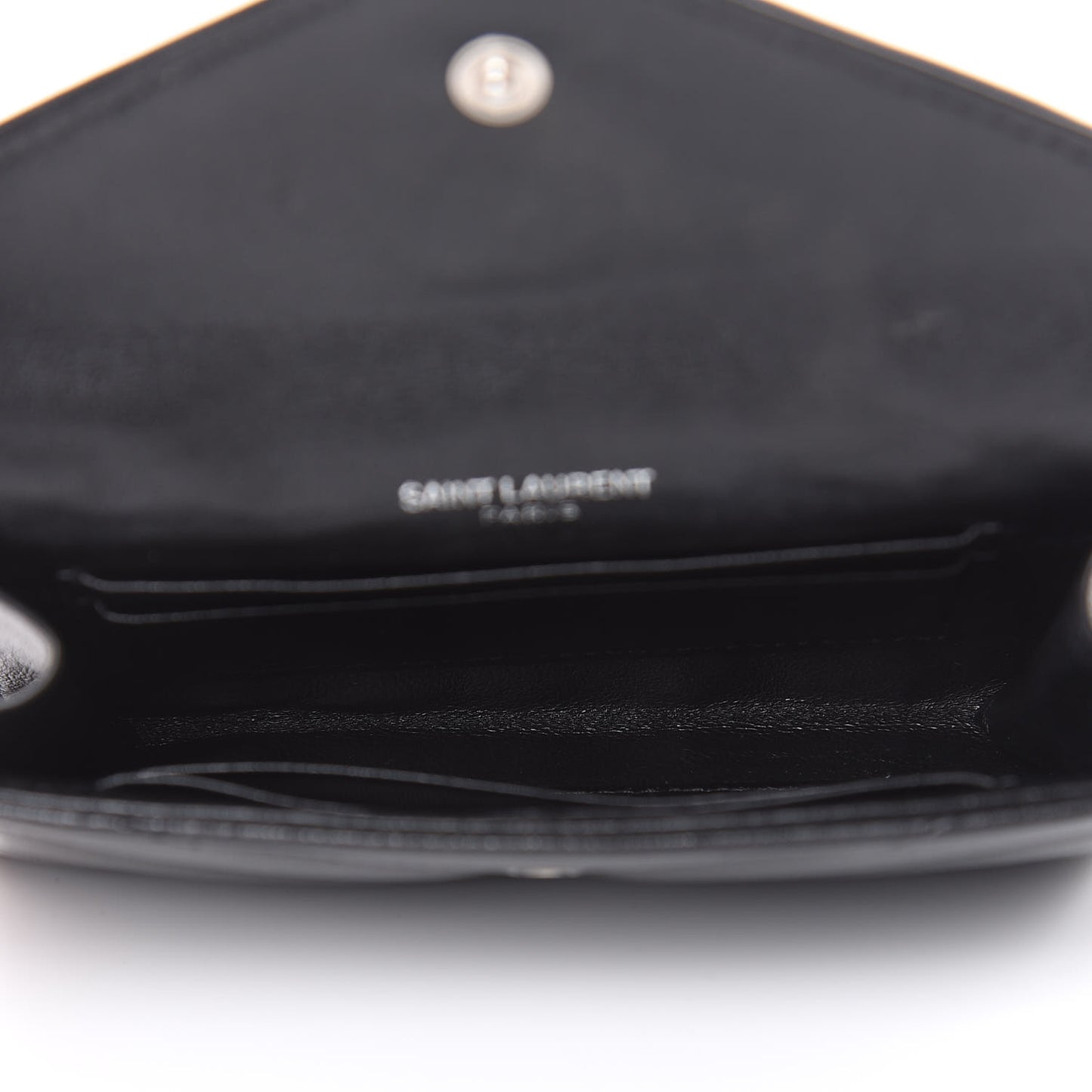 Lambskin Y Quilted Monogram Small Loulou Envelope Wallet Black
