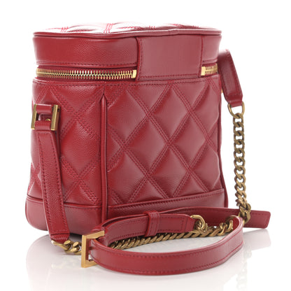 Saint Laurent Grain de Poudre Quilted 80's Vanity Bag Red 3 of 12
