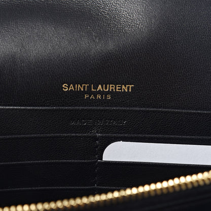 Saint Laurent Lambskin Matelasse Monogram Vicky Chain Wallet Black 6 of 9