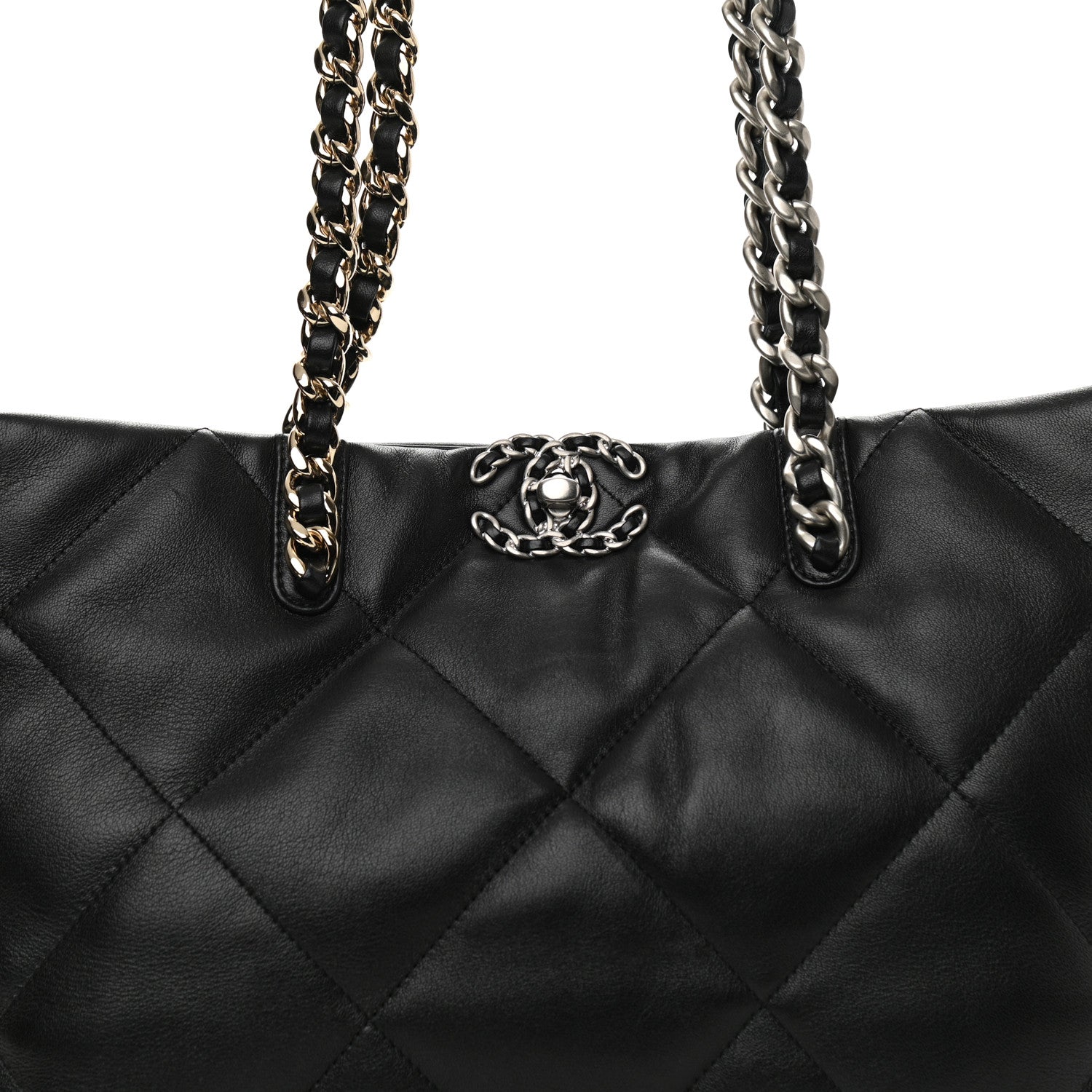 Chanel Lambskin Quilted Chanel 19 East West Shopping Bag Black 7 of 10