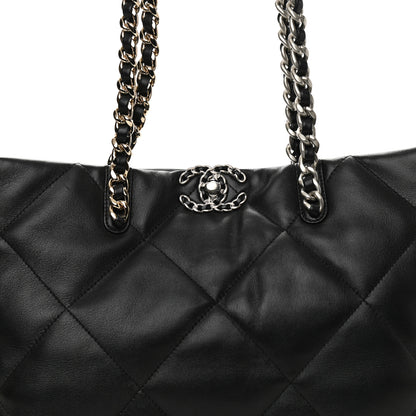 Chanel Lambskin Quilted Chanel 19 East West Shopping Bag Black 7 of 10
