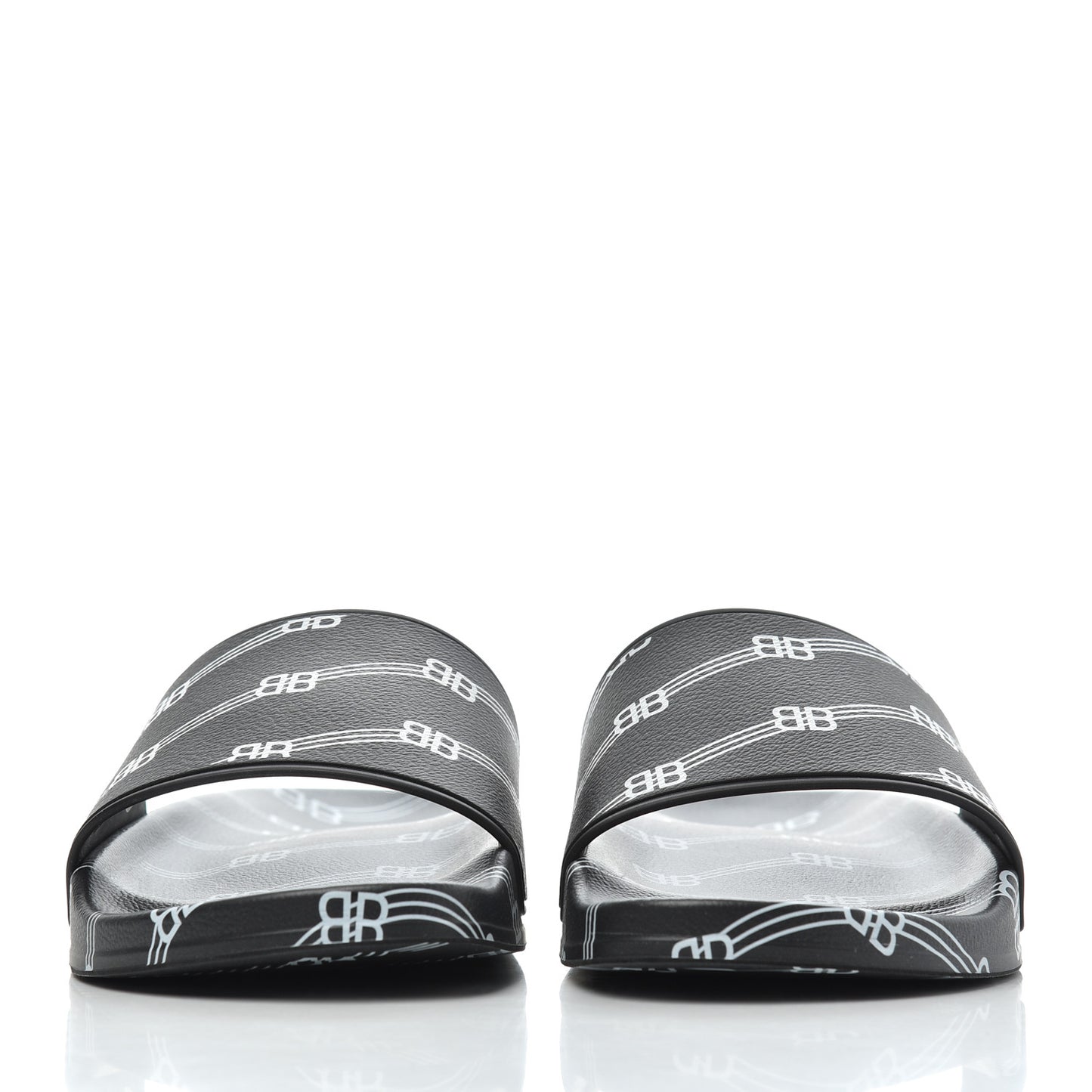 Rubber License Logo Print Mens Pool Slide Sandals 42 Black White
