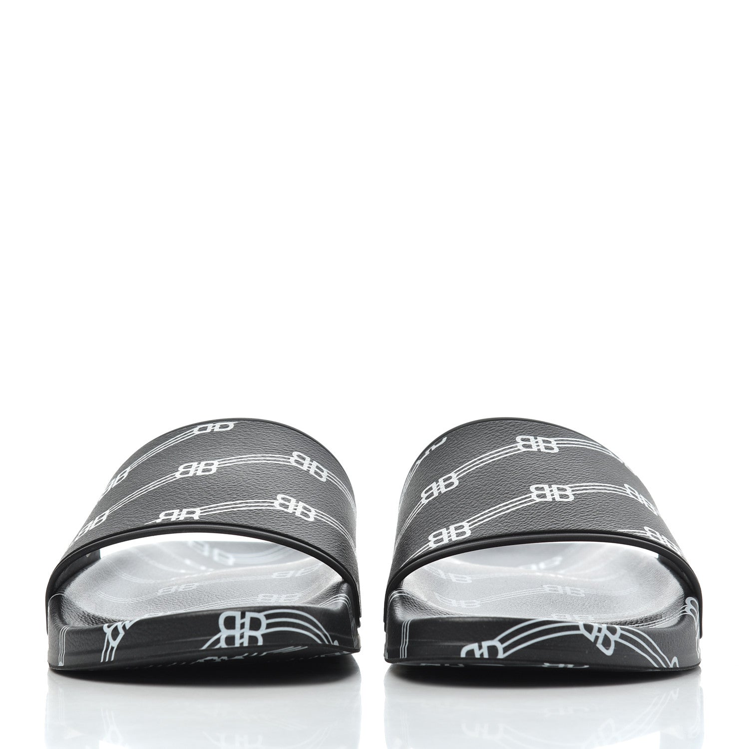 Balenciaga Rubber License Logo Print Mens Pool Slide Sandals 42 Black White 2 of 9