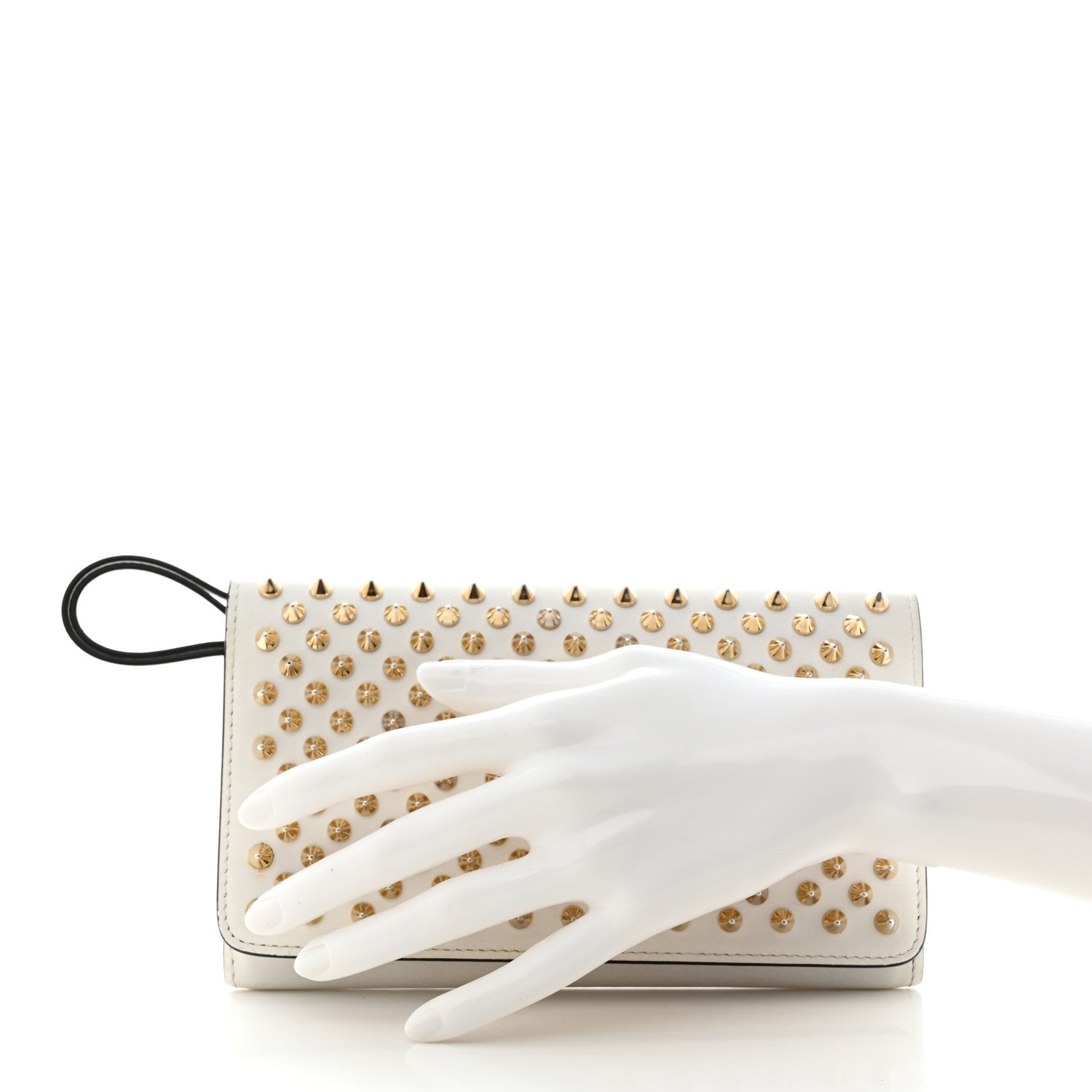 Christian Louboutin Calfskin Spikes Boudoir Wristlet White 2 of 9