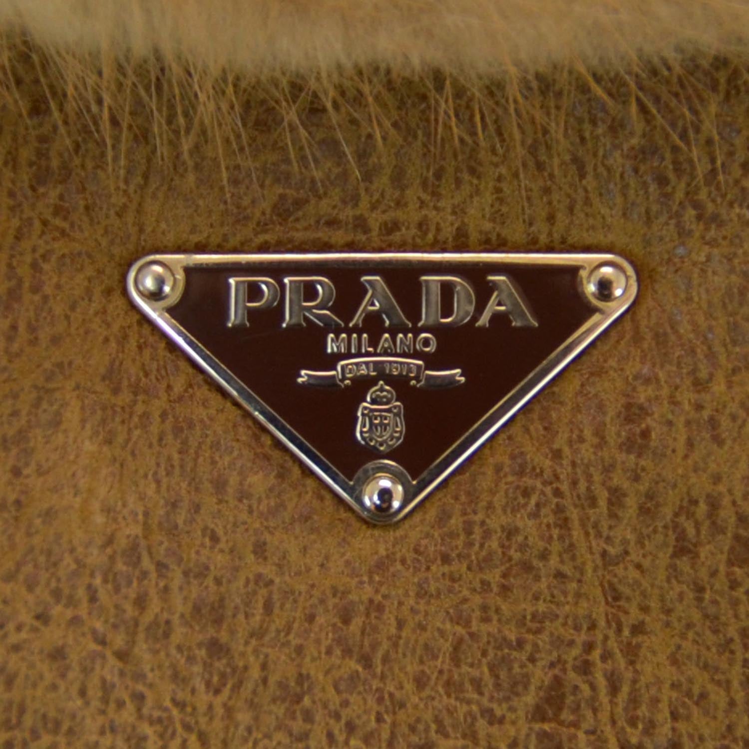 Prada Suede Shearling Mink Fur Crocodile Shoulder Bag 5 of 9