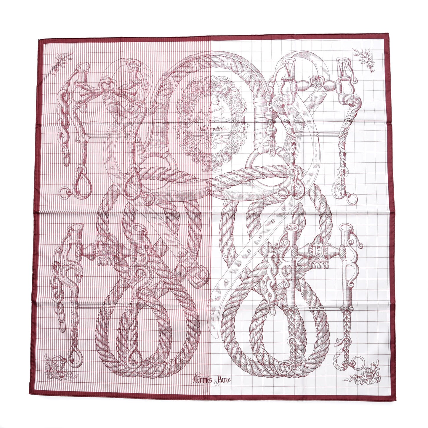 Silk Della Cavalleria Finesse Scarf 90 Bordeaux Blanc