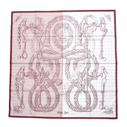 Hermes Silk Della Cavalleria Finesse Scarf 90 Bordeaux Blanc 1 of 6