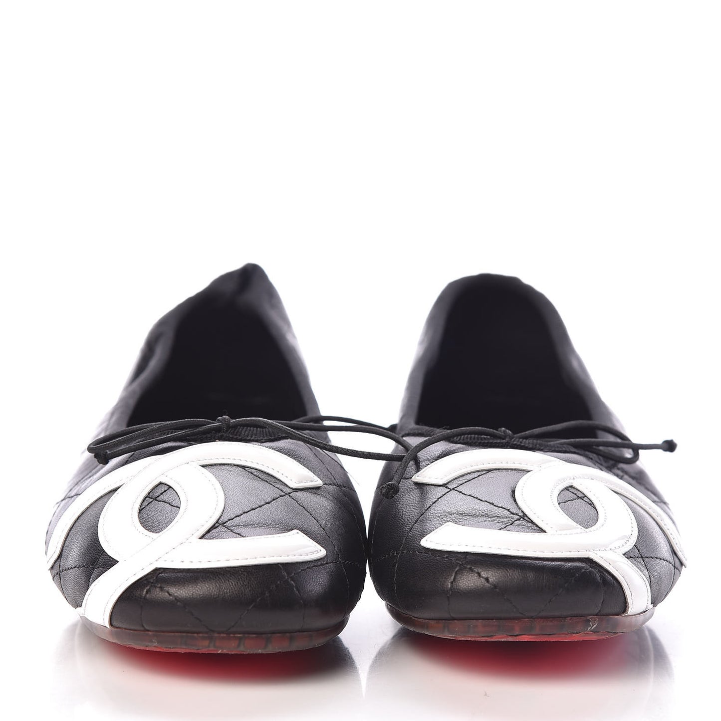 Lambskin Cambon Quilted Ballerina Flats 38 Black