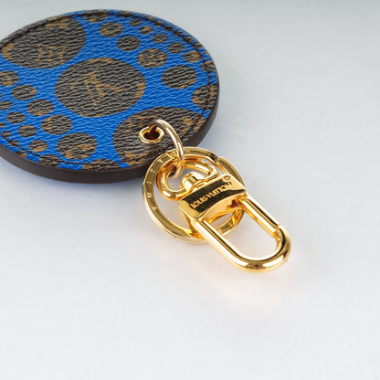 Louis Vuitton Monogram Kusama Pumpkin Dots Key Ring Blue 5 of 5