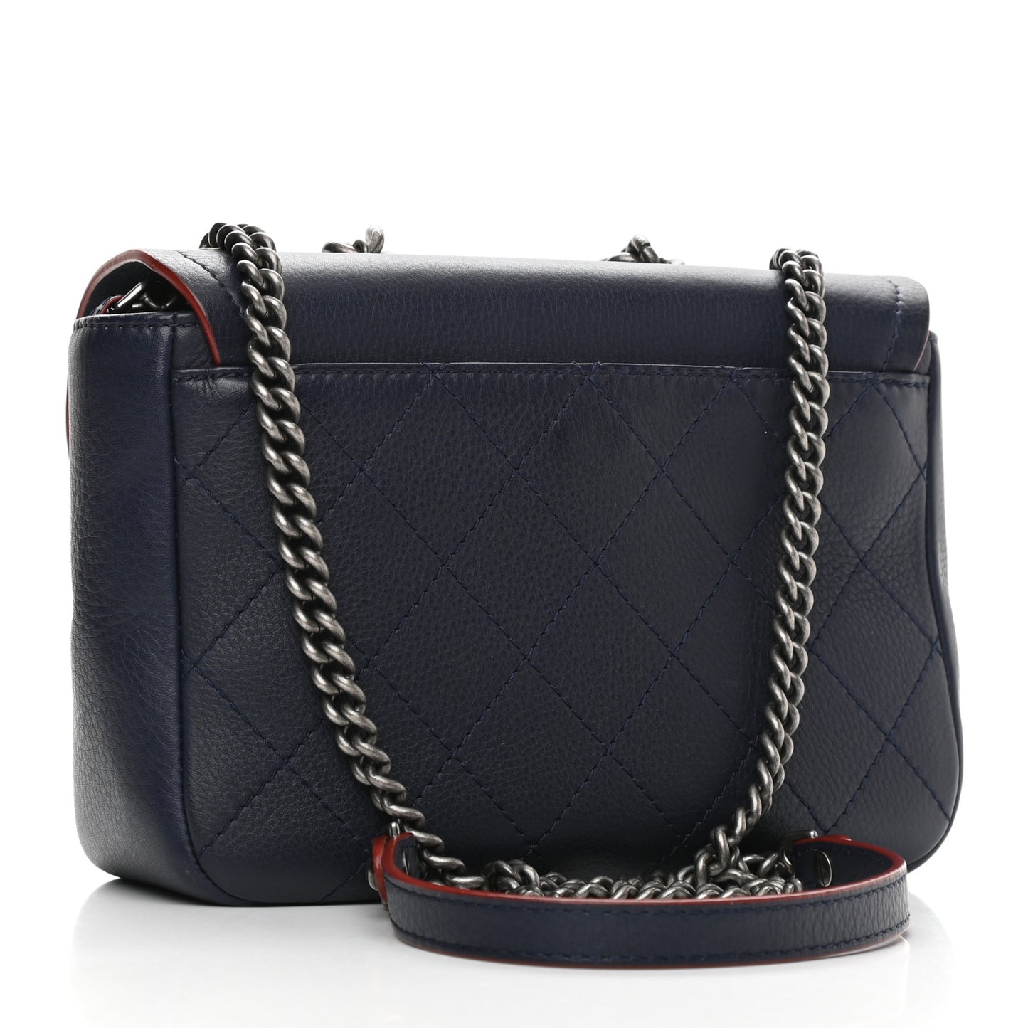 Grained Calfskin Archi Chic Flap Navy