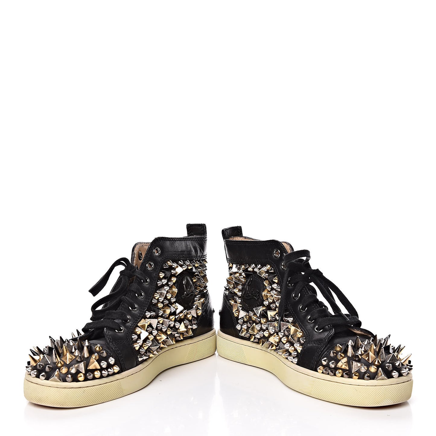 Calfskin Mens Louis Pik Pik Spikes Flat Sneakers 39 Black