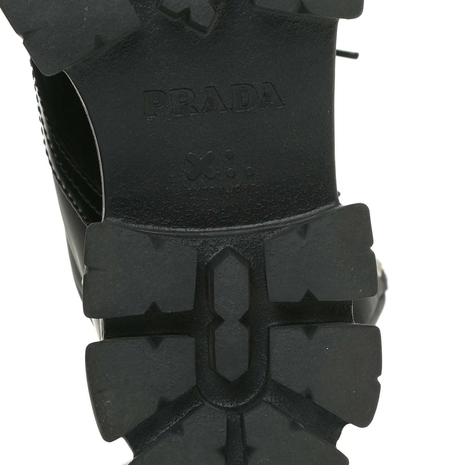 Prada Spazzolato Rois Nylon Metal Triangle Logo Monolith Pouch Pocket 55mm Boots 38 Black 10 of 19