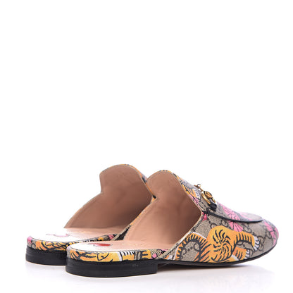 Gucci GG Supreme Monogram Bengal Womens Princetown Slippers 37 Beige Crop Pink 4 of 11