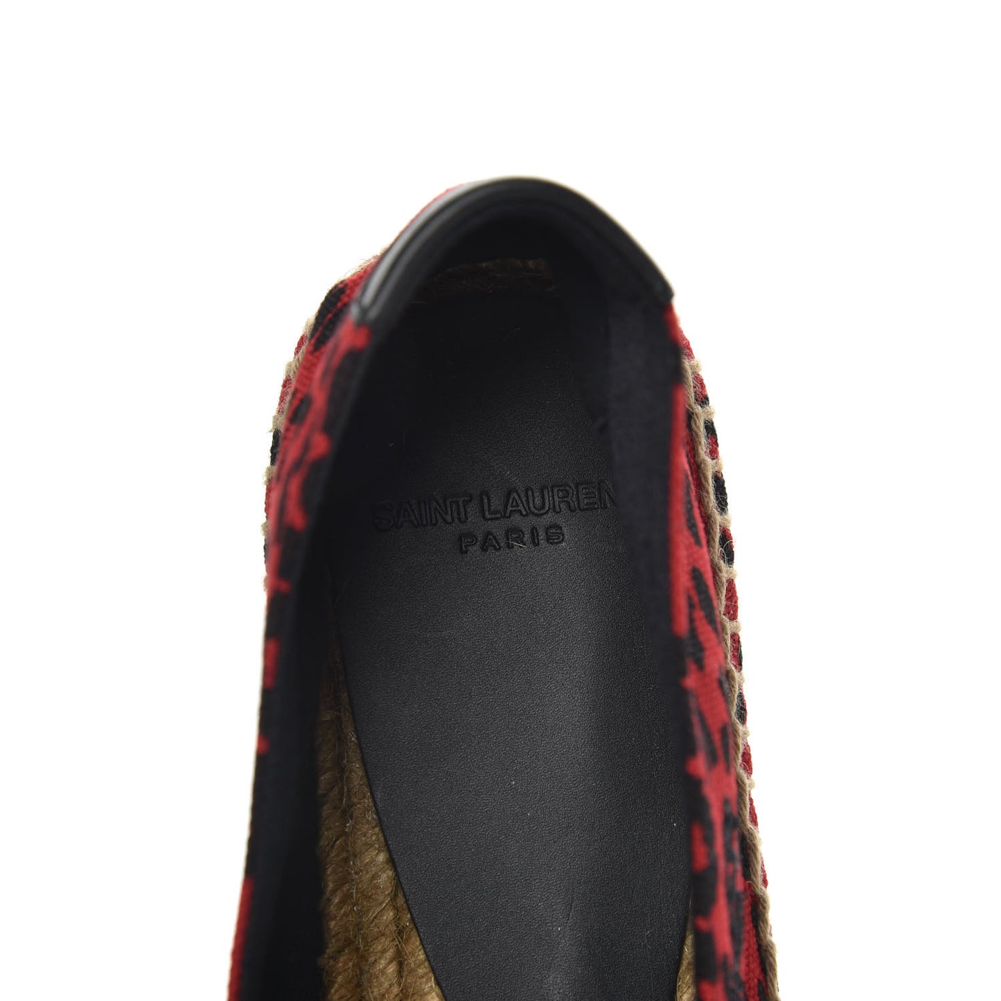 Canvas Leopard Print Espadrilles 37 Red Black