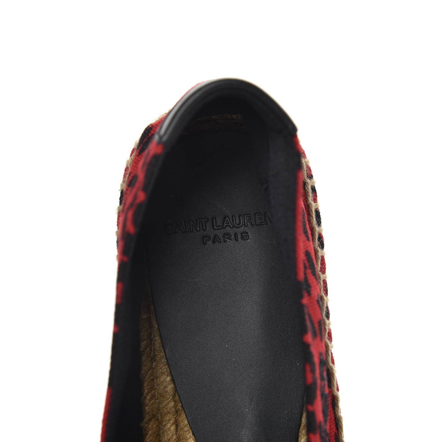 Saint Laurent Canvas Leopard Print Espadrilles 37 Red Black 6 of 9