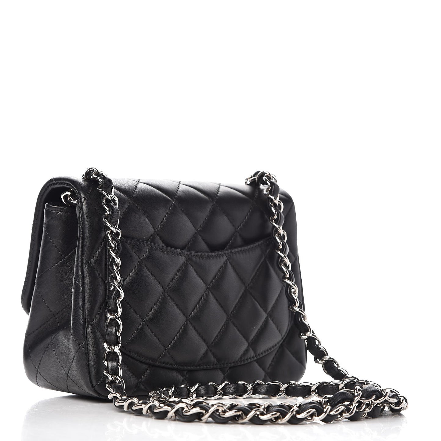 Lambskin Quilted Mini Square Flap Black