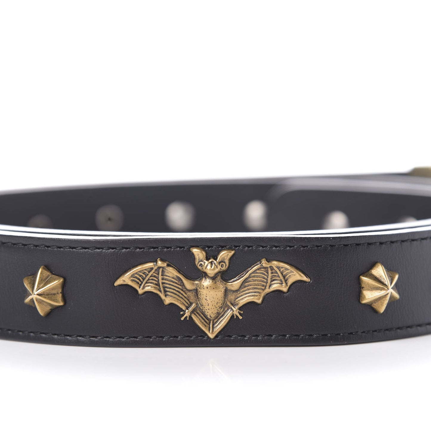 Calfskin Star Studded Torchon Double G Belt 95 38 Black